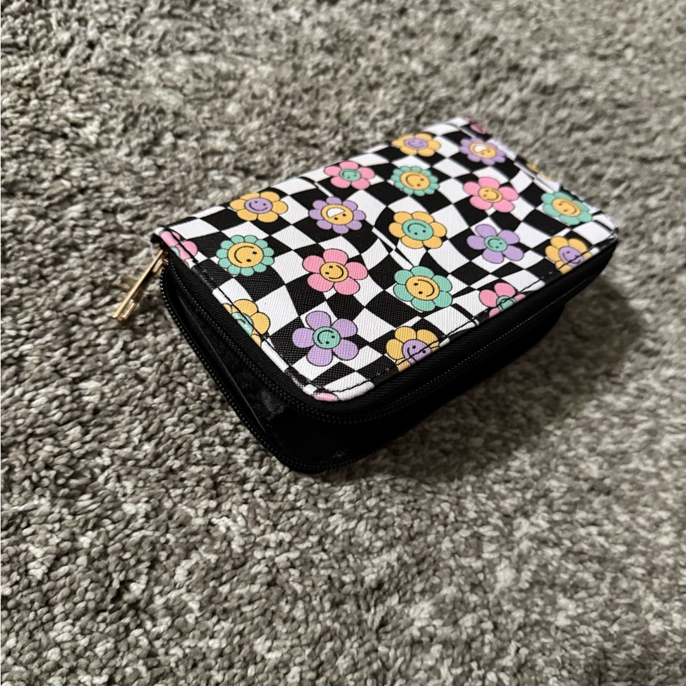 Floral Checkered Wallet